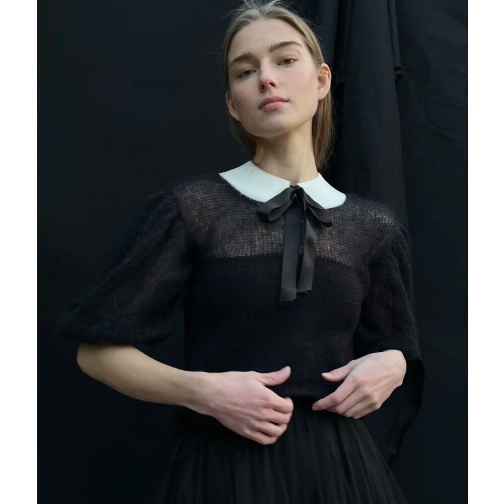 Louiza Babouryan Black Mohair Sweater